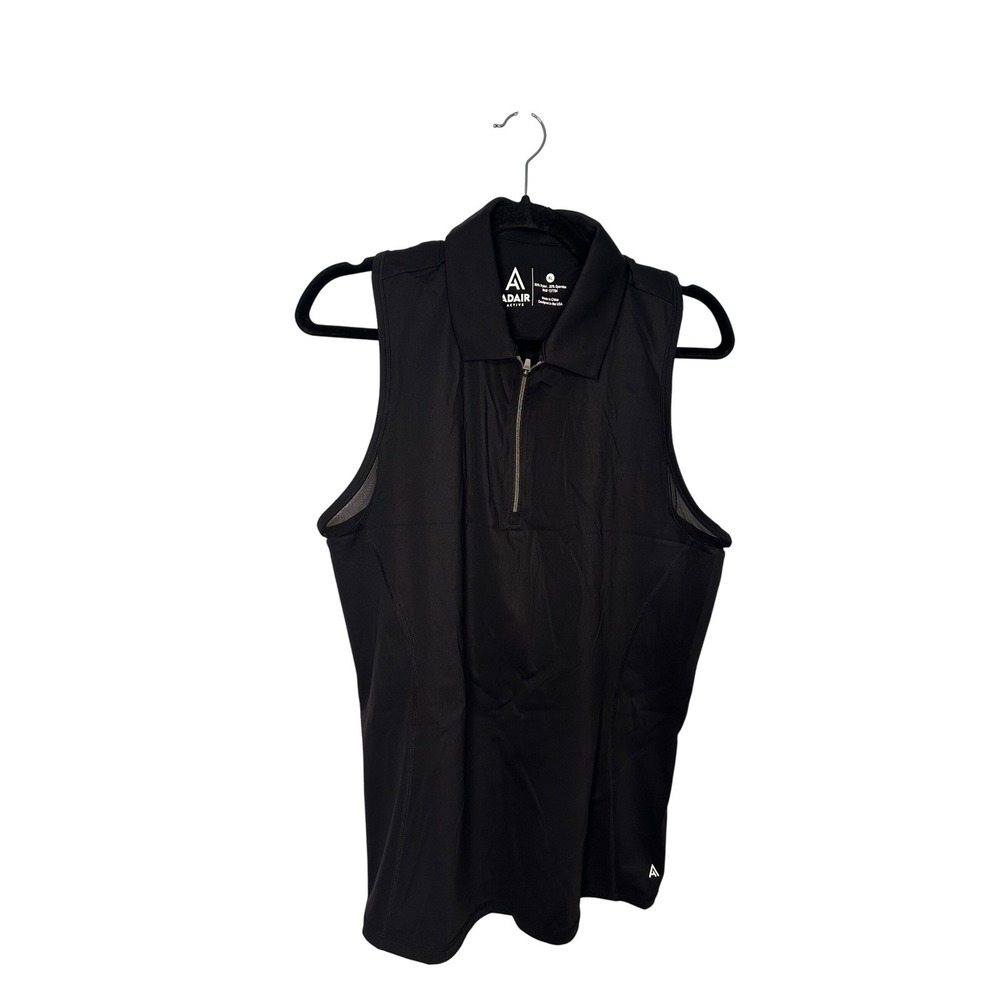 Adair Active Sleeveless Racerback Zip Polo Shirt Womens XL Black